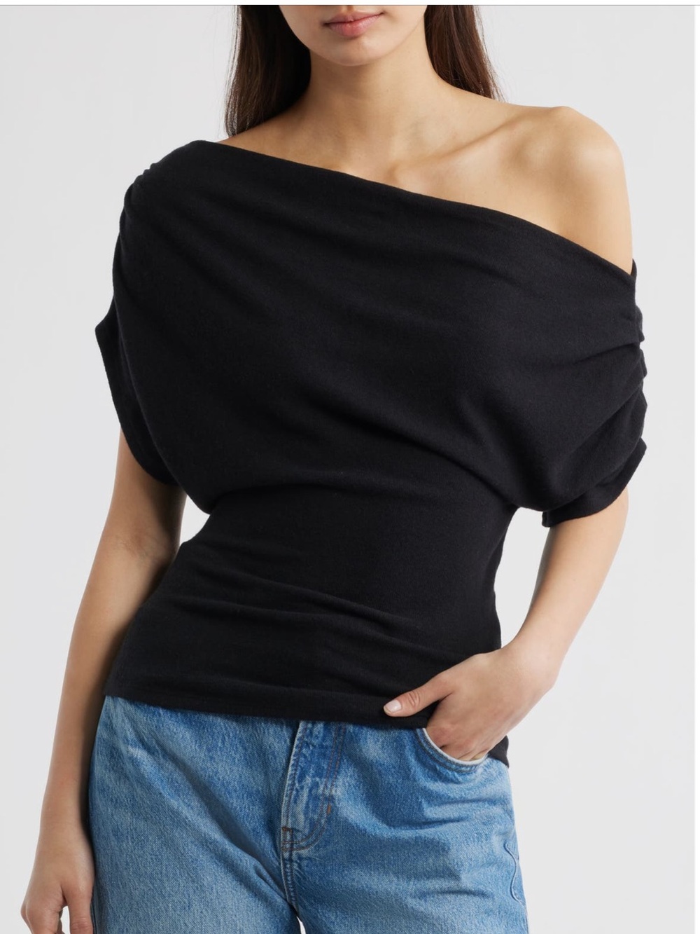 NWT M Off-the-Shoulder Black Women's Sweater